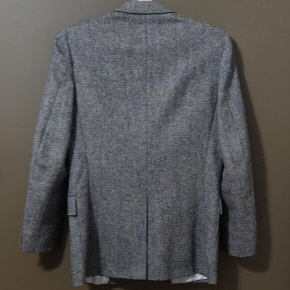 Vintage Hanover Square Wool Herringbone Tweed Throat Latch Blazer Sport Coat 41L - Picture 11 of 11